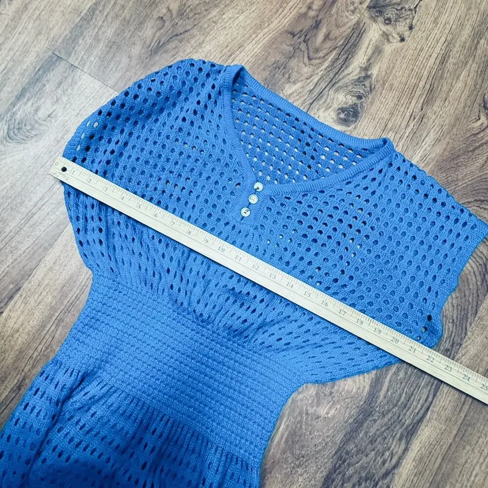 Turquoise Womens Crochet Knit Dress Swim‎ Cover-Up Size Small